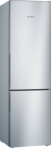 BOSCH Series 4, free-standing fridge-freezer with freezer at bottom, 201 x 60 cm, Stainless steel look KGV39VLEAG