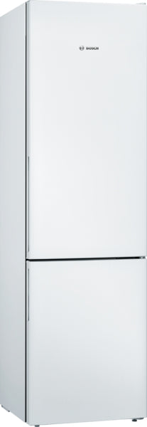 BOSCH Series 4, free-standing fridge-freezer with freezer at bottom, 201 x 60 cm, White KGV39VWEAG