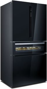 IQ700, French Door Bottom Mount Refrigerator, Glass door, 183 x 90.5 cm, Black KF96RSBEA