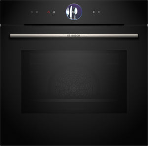 BOSCH Series 8, Built-in oven with added steam function, 60 x 60 cm, Black HRG7764B1B