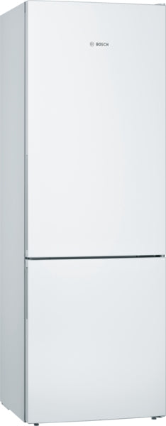 BOSCH Series 6, free-standing fridge-freezer with freezer at bottom, 201 x 70 cm, White KGE49AWCAG